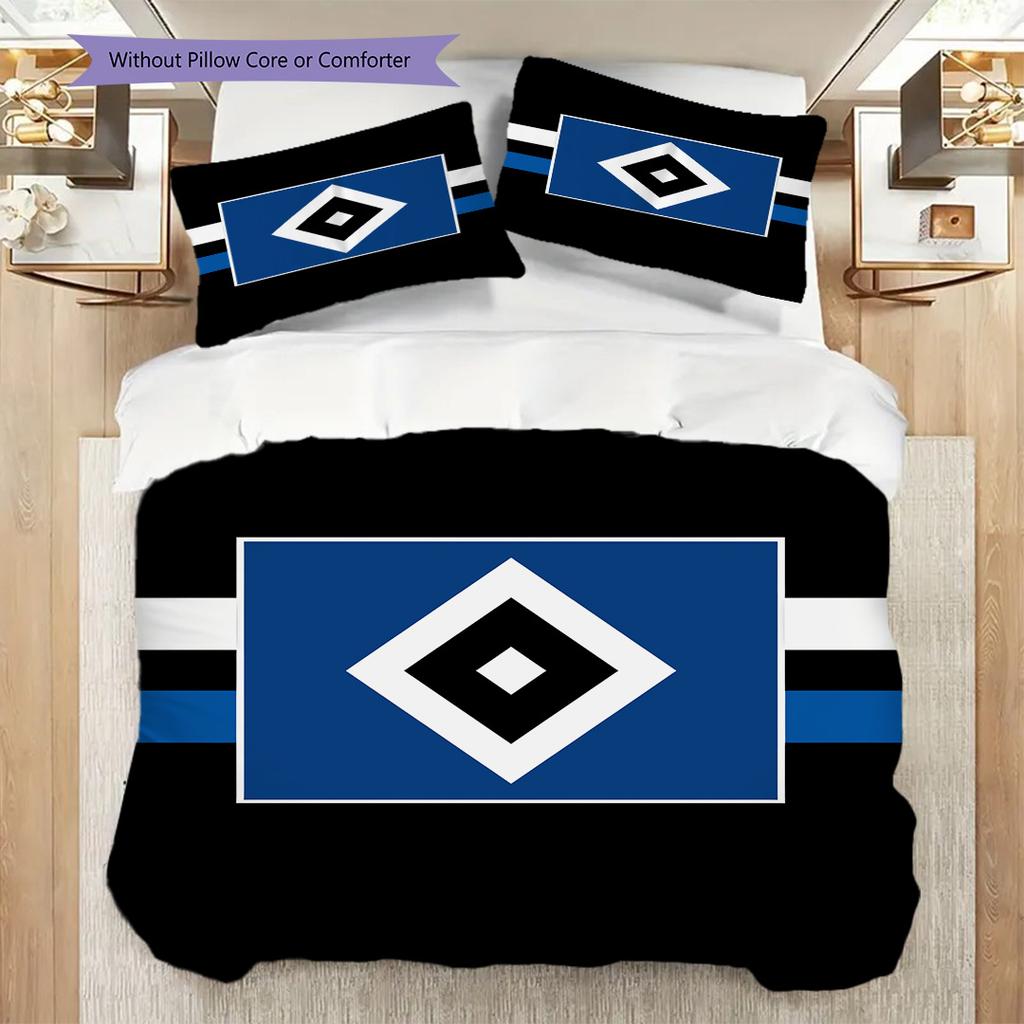 Hamburger SV Pattern Bedding Quilt Set Quilt Cover Pillowcase Home Decoration Birthday Gift (1 * Duvet Cover + 2 * Pillowcase, Without Core)