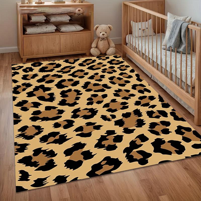 Leopard Print Area Rug for Living Room Bedroom Bold Animal Print Safari Chic Exotic Home Decor Soft Non Slip Washable Floor Mat