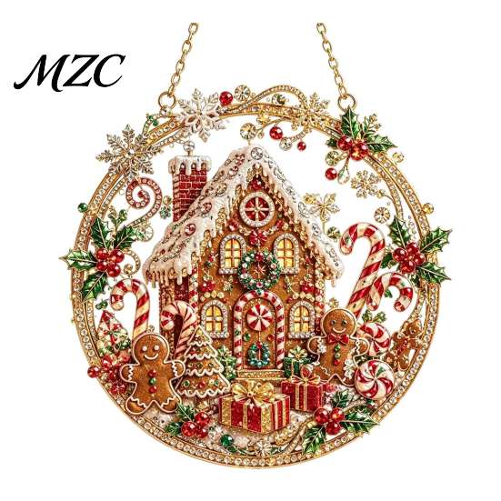 Unique Holiday Party Embellishments Christmas Hanging Diamond Art Ornament, 2D Acrylic Pearl Painting Ornaments for Tree Pattern Suncatcher,