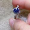 1 Karat blauer Moissanit Rose Manor Stil AU750 Ring mit farbigen Diamanten, Diamanttester-zertifiziert