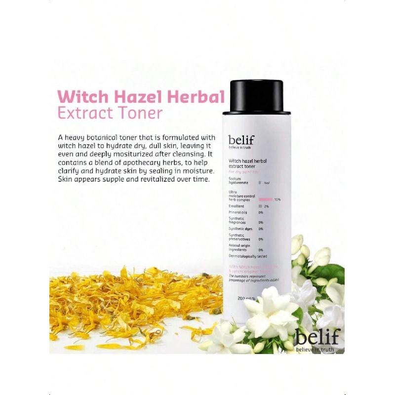 belif Witch Hazel Extract Toner,200ml,Botanical Facial Toner Hydrates Dry & Dull Skin,Apothecary Herbs Soothe And Balance