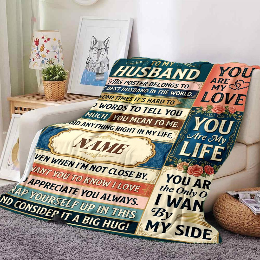 Love And Appreciation Customized Name Birthday Plush Blanket Suitable For Both Men And Women Digital Printing Fantasy Theme All Seasons Traditional