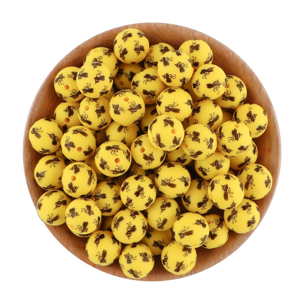 NEW Christmas Series Printed Silicone Beads 20Pcs/15mm  DIY Keychain Necklace Bracelet Accessories For Jewelry Making