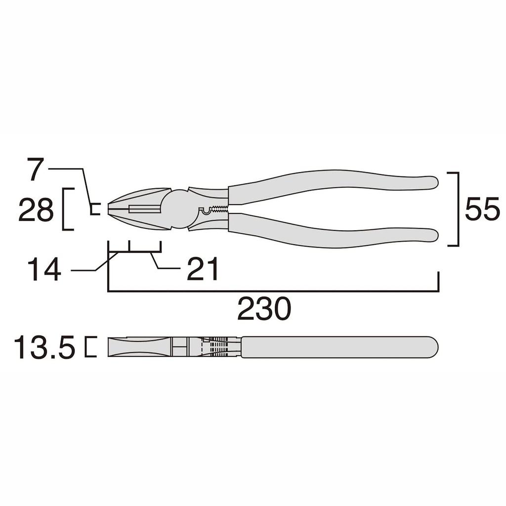 Fujiya Power Pliers grip and simple crimping capable of cutting piano wire up to 2mm in Blue Electrician's (with electrical-resistant function) 225mm,