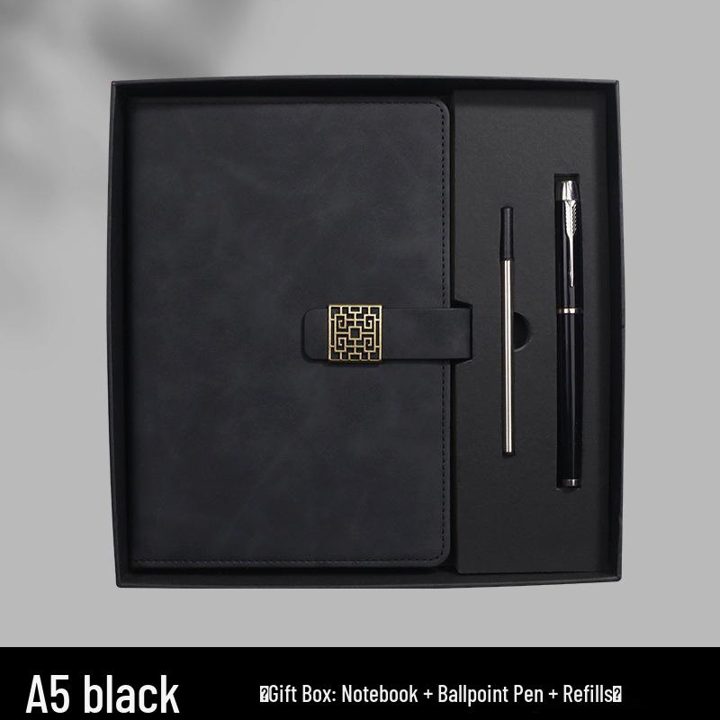 Faux Leather Business Laptop Gift Set with Buckle Student Diary & Stationery Notebooks