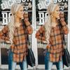 Vintage Plaid Shirt For Women With Polyester Blend Long Sleeve Casual Style