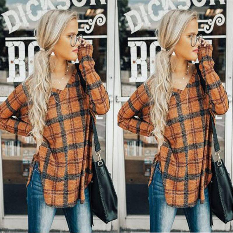 Vintage Plaid Shirt For Women With Polyester Blend Long Sleeve Casual Style