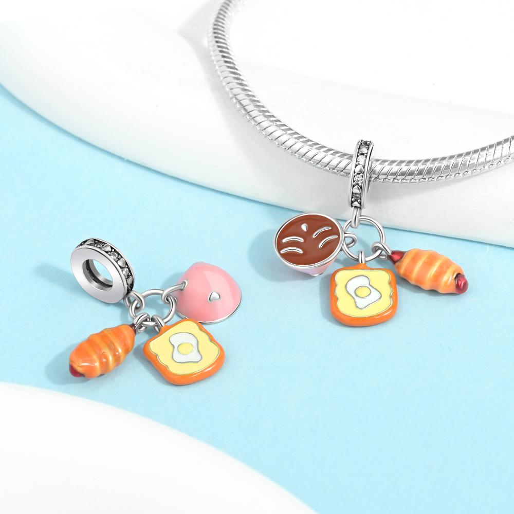 Cute And Interesting Copper Delicious Food Dessert Burger Pizza Charm Pendant Fit Bracelet Party Gifts