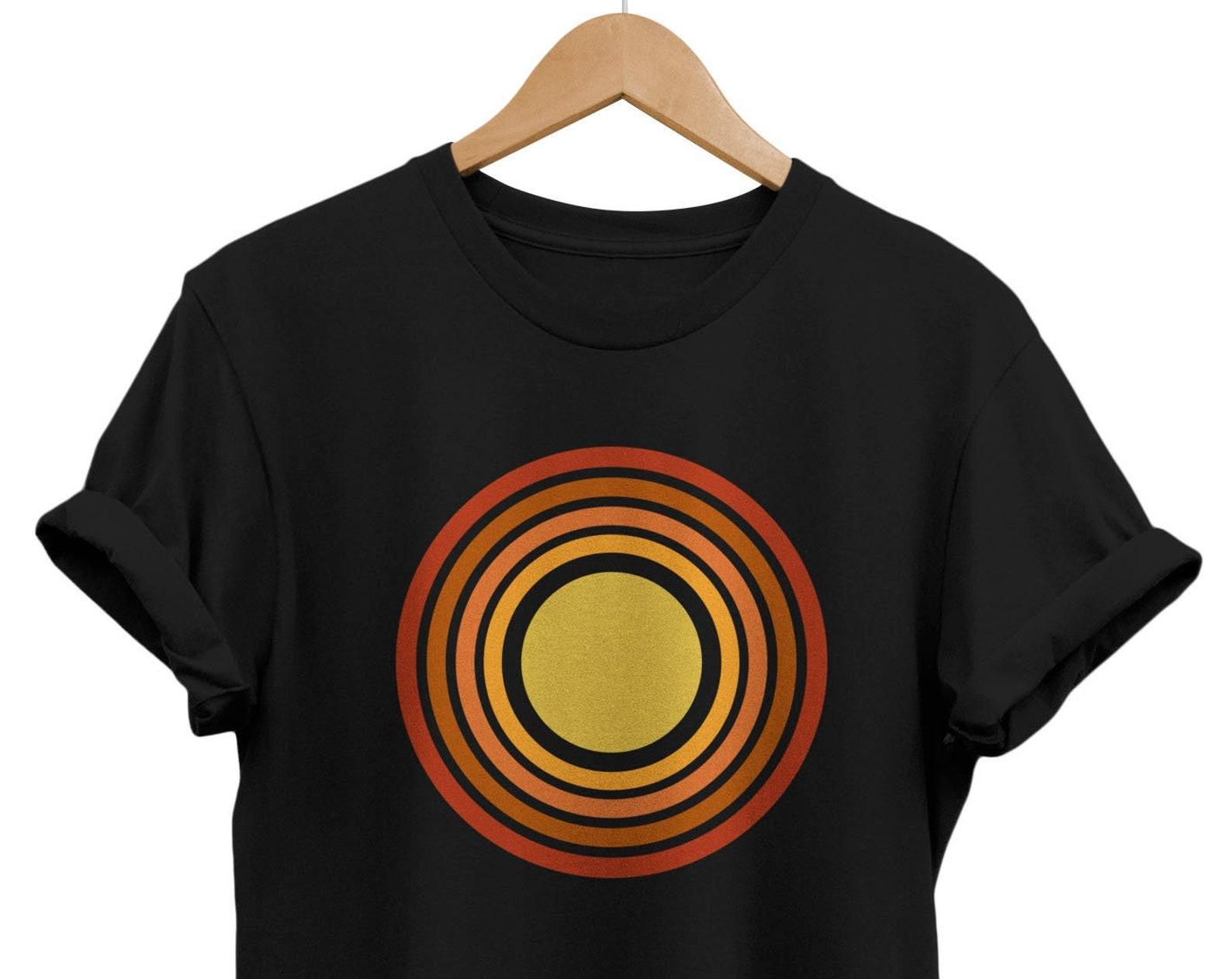 Abstract Sun Graphic Tee: 80s Style Geometric T-Shirt 3XL