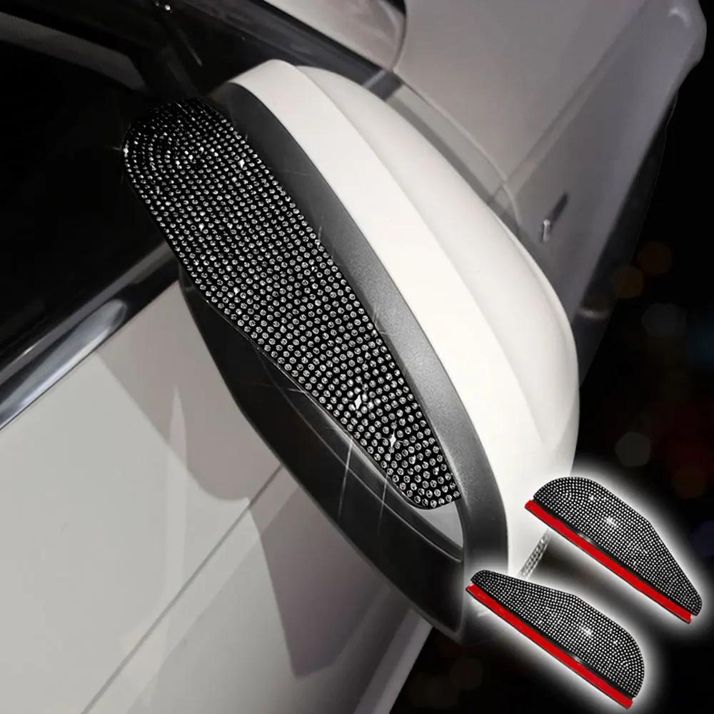 2Pcs Car Side Rear View Mirror Rain Eyebrow Visor Bling Sun Shade Snow Guard Weather Shield Cover Universal Auto Accessories