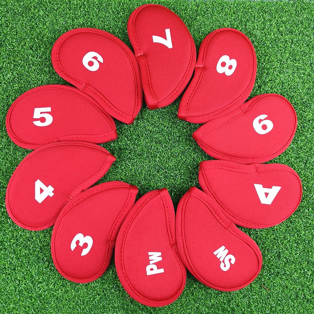 10Pcs/Set Golf Head Covers For Iron Golf Club Protective Black/Red/Blue Golf Club Iron Head Protector Golf Accessories