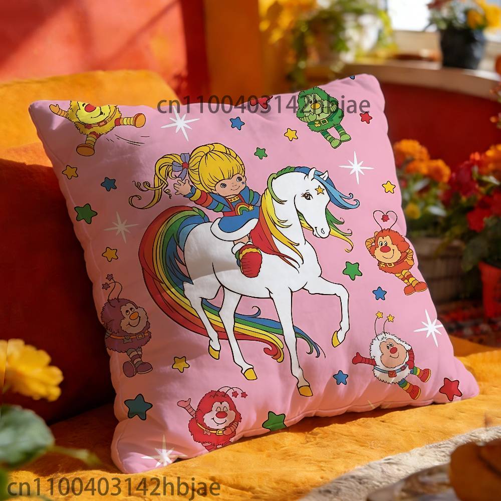 R-Rainbow B-Brite Throw Pillow Case For 45x45cm 55x55cm 30x30cm Square Car Pillowcase Home Bedchamber Decor Gift