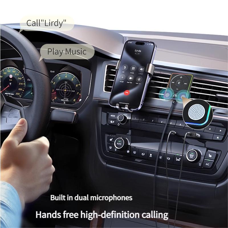 Bluetooth 5.4 Car Adapter With Dual Mics And Noise Cancellation, AUX Bluetooth Car Kit For Hands-Free Calls And Stereo Audio
