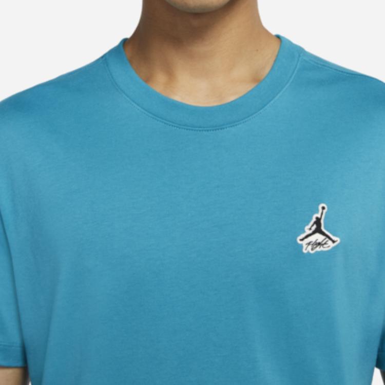 Jordan Printed Embroidered Short Sleeve Casual T-Shirt Men Tops Blue DH3613-474