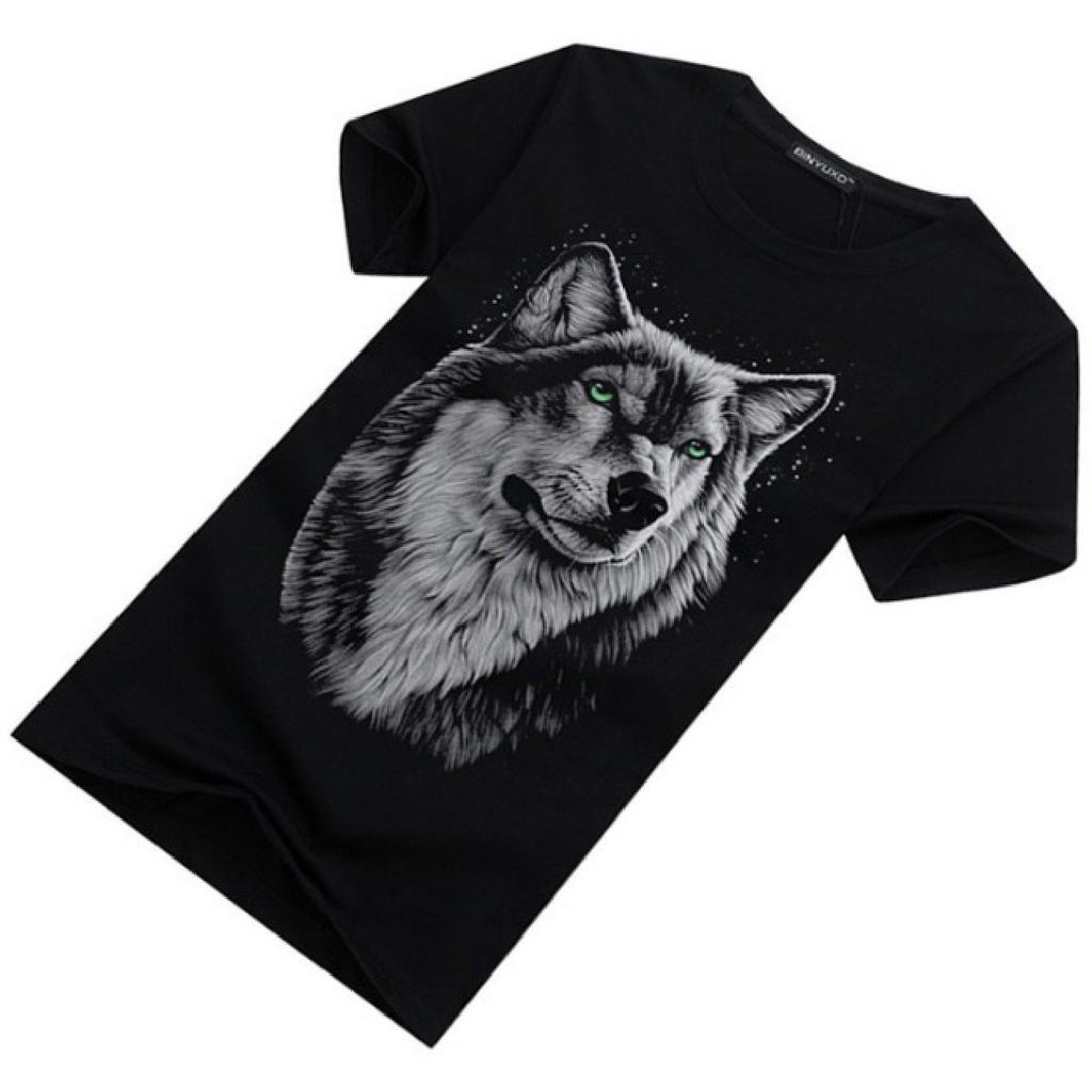 Chrome Crane Short Sleeve 3D Printed Wolf Size TSP001 Men's T-Shirt (03 Navy, S)