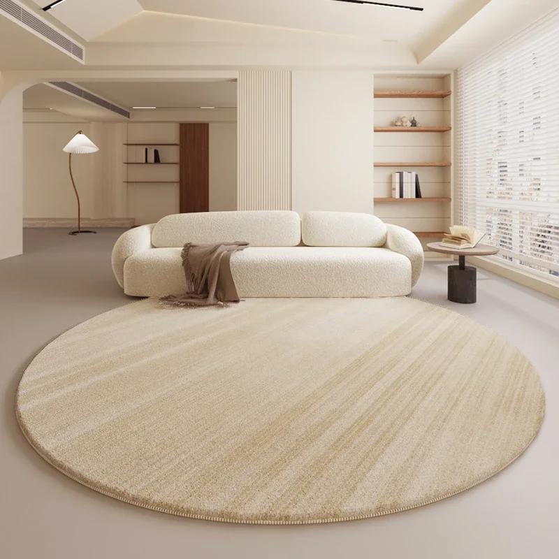Décoration de Chambre Style Crème Tapis Rond Maison Tapis Doux Moelleux Tapis Minimalistes pour Salon Tapis de Sol Épais en Peluche à Côté du Lit
