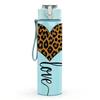 1PC Leopard Heart Love Line Art Print 750ml Color Plastic Sports Water Bottle Leakproof Flip Straw Lid Suitable for Sports Office Home Use