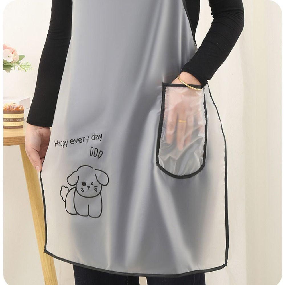 Sleeveless Waterproof TPU Apron Dirt-Proof Work Aprons Cartoon Cleaning Aprons  Home Use