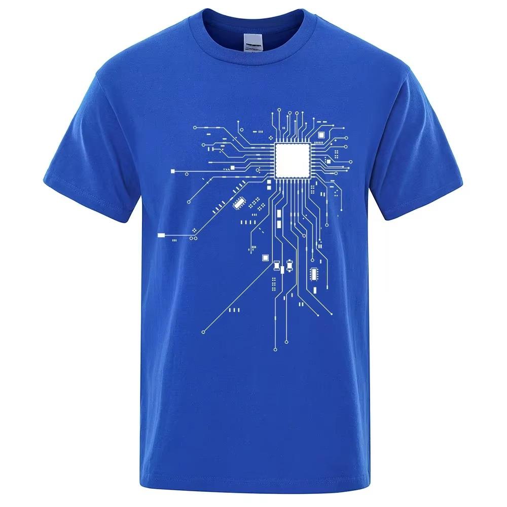 CPU Processor Circuit Diagram T-shirt Men's Summer 2D  T-shirt Men's Fun Top Fashion T-shirt