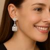 Moissanite Halo Asscher Earrings - 925 Sterling Silver