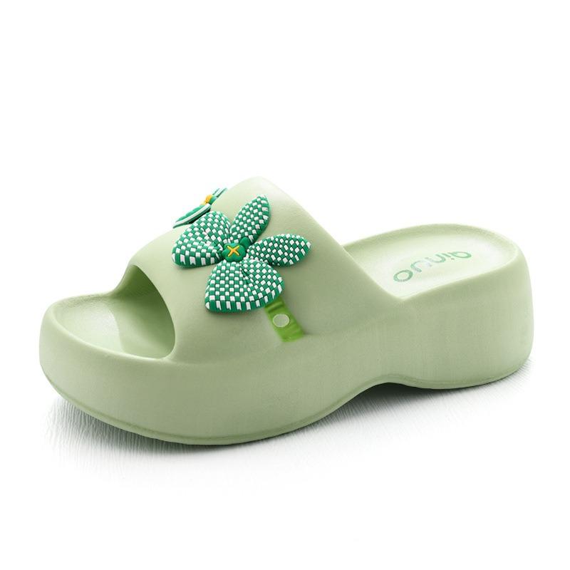 

New slippers women s non-slip EVA heightened super thick bottom home fashion super soft one-word drag inside and outside wear 39-40 светло-зеленый