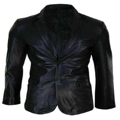 Erkek Deri Blazer | Siyah Resmi Blazer, Batı Toplantı Partisi Blazer | Slim Fit Gerçek Deri Mont | Kış Hediyesi, Noel