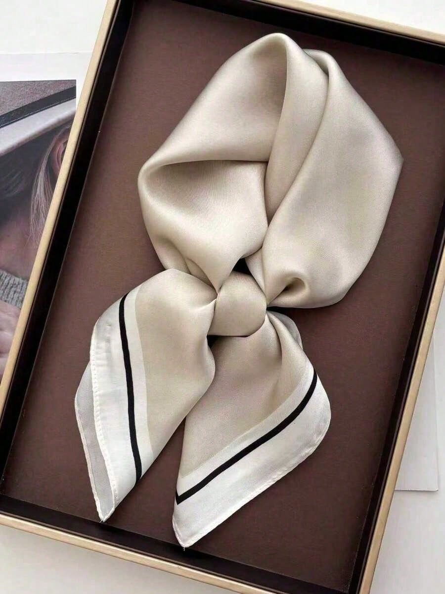 

1pc Square Scarf, Women s Satin Printed Headscarf, Fashion Headband, Shawl, Scarf, Neckerchief, Headscarf, Dress Accessory one-size хакі