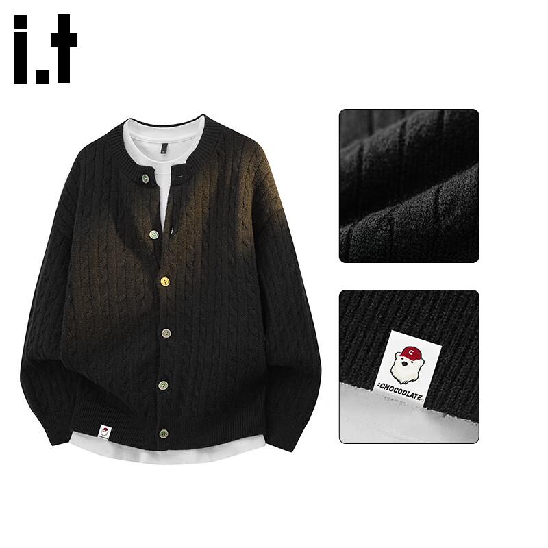 :CHOCOOLATEit Herren Strickjacke im amerikanischen Stil mit Zopfmuster