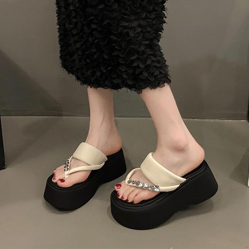 2025 JX New Fashion Platform Slippers Women's Summer Wear High-end Niche Light Height Increase Casual Sandals