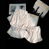 Summer and Autumn Ice Silk Pink Satin Short Sleeve Shorts Pajamas Fresh Women's Loungewear Simple Fashion Printed