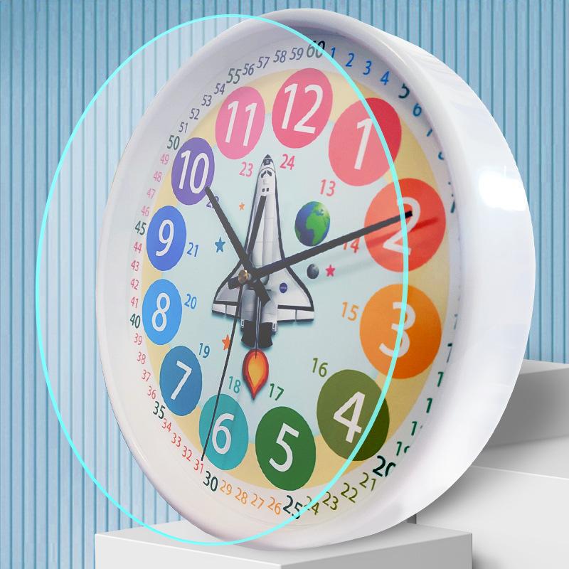 10-inch 25cm early childhood education cartoon wall clock for children's room digital enlightenment mute learning clock