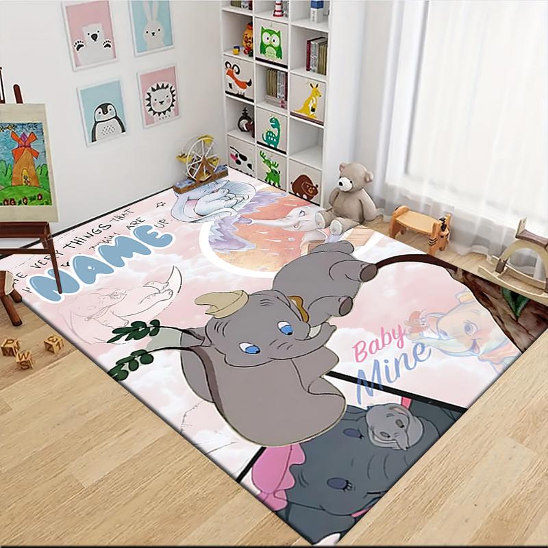Custom Name "Baby Dumbo Adventure" Carpet Rug Customizable Soft Washable Anti-Slip Home Living Room Sofa Mats Personalized Rug. 0909387
