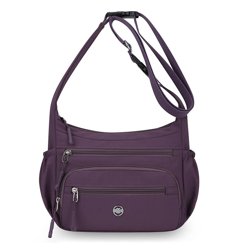 Waterproof Nylon Crossbody Bag for Women Multi Pocket Shoulder Handbag with Wide Strap