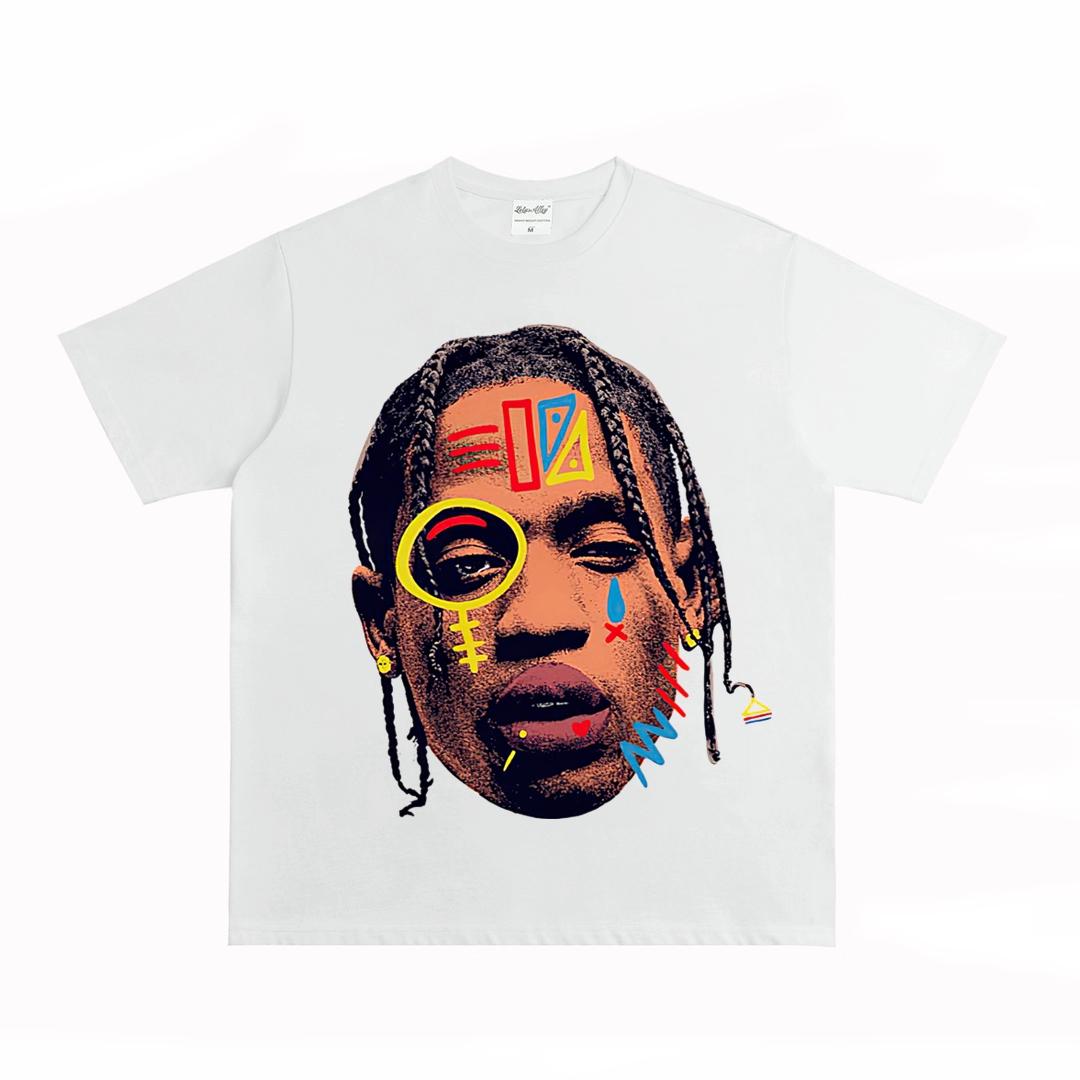 

Travis Scott Abstract Art Graphic TShirt Soft Cotton Y2K Hip Hop Merch Unisex Oversized Streetwear Summer Casual Tees Top S
