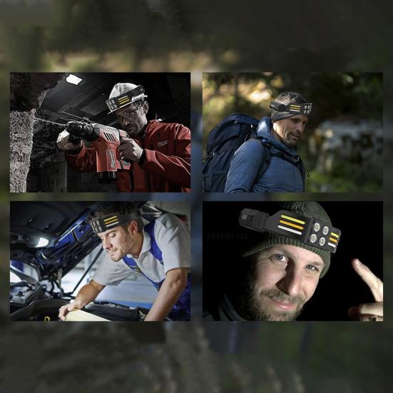 Outdoor LED Headlamp Rechargeable with Sensor Control Adjustable Headband High-brightness Manual Mode Headlamp