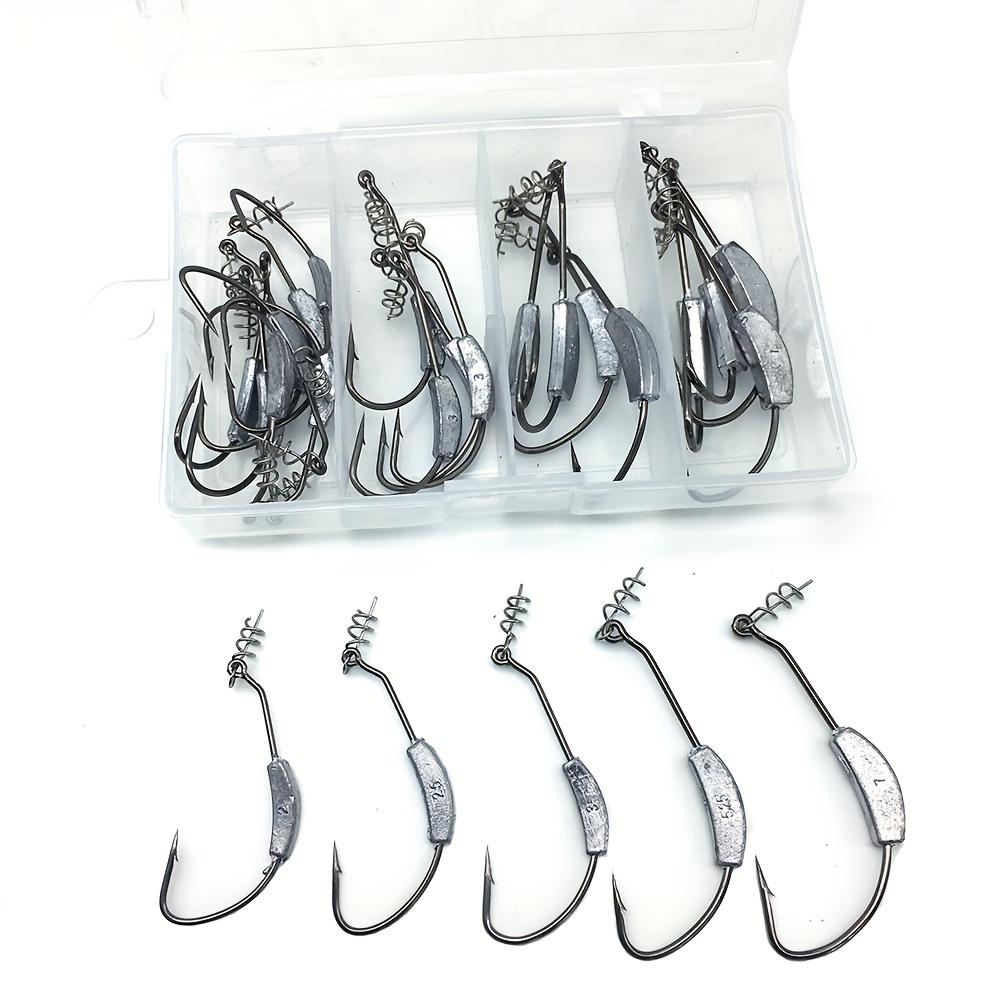 25pcs Fishing Hooks Twistlock Hooks Weighted Bass Hooks Swimbait Hooks for Soft Plastics Worm Hooks Saltwater Freshwater