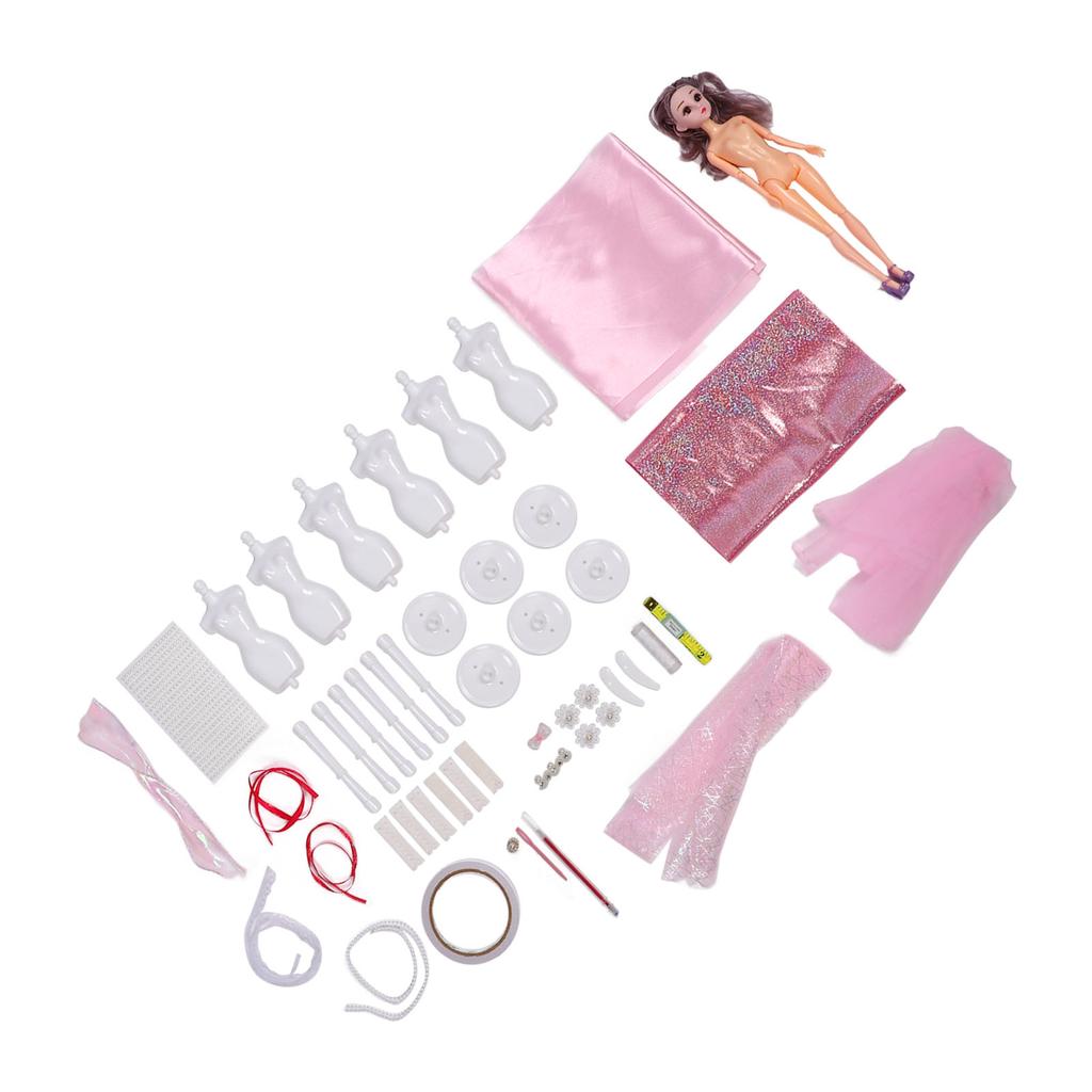 Puppenkleider-Bastelset mit 6 Puppenpuppen – Material für Mädchen
