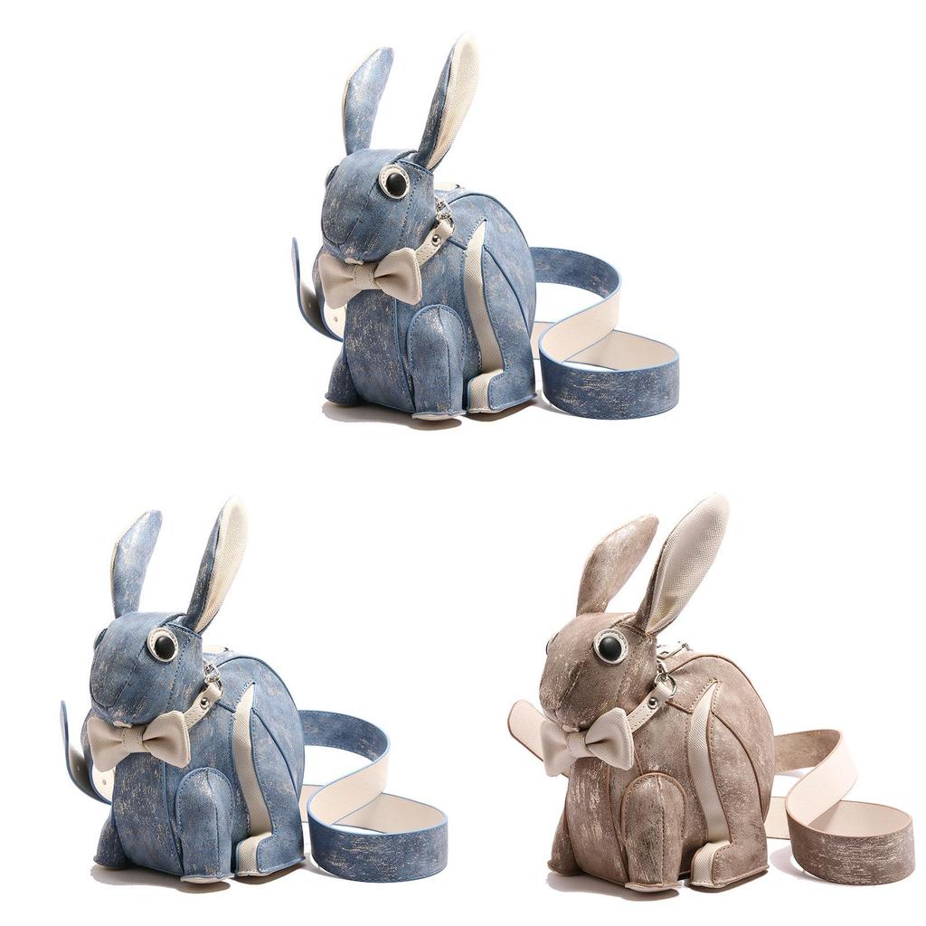 Borsa a tracolla con coniglietto dei cartoni animati con chiusura a zip per uso quotidiano casual