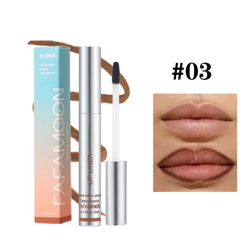 6 Waterdichte Lipliner Afpelbare Tattoo Lipgloss Langhoudende Matte Lipkleur Zwart Bruin Contour Afscheurbare Make-up Vlek Cosmetisch