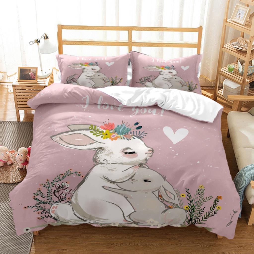 Bunny HD Bedding Set Teen King Bedding Set Children's Bed Down Duvet Cover Pillow Cover Bedding Set
