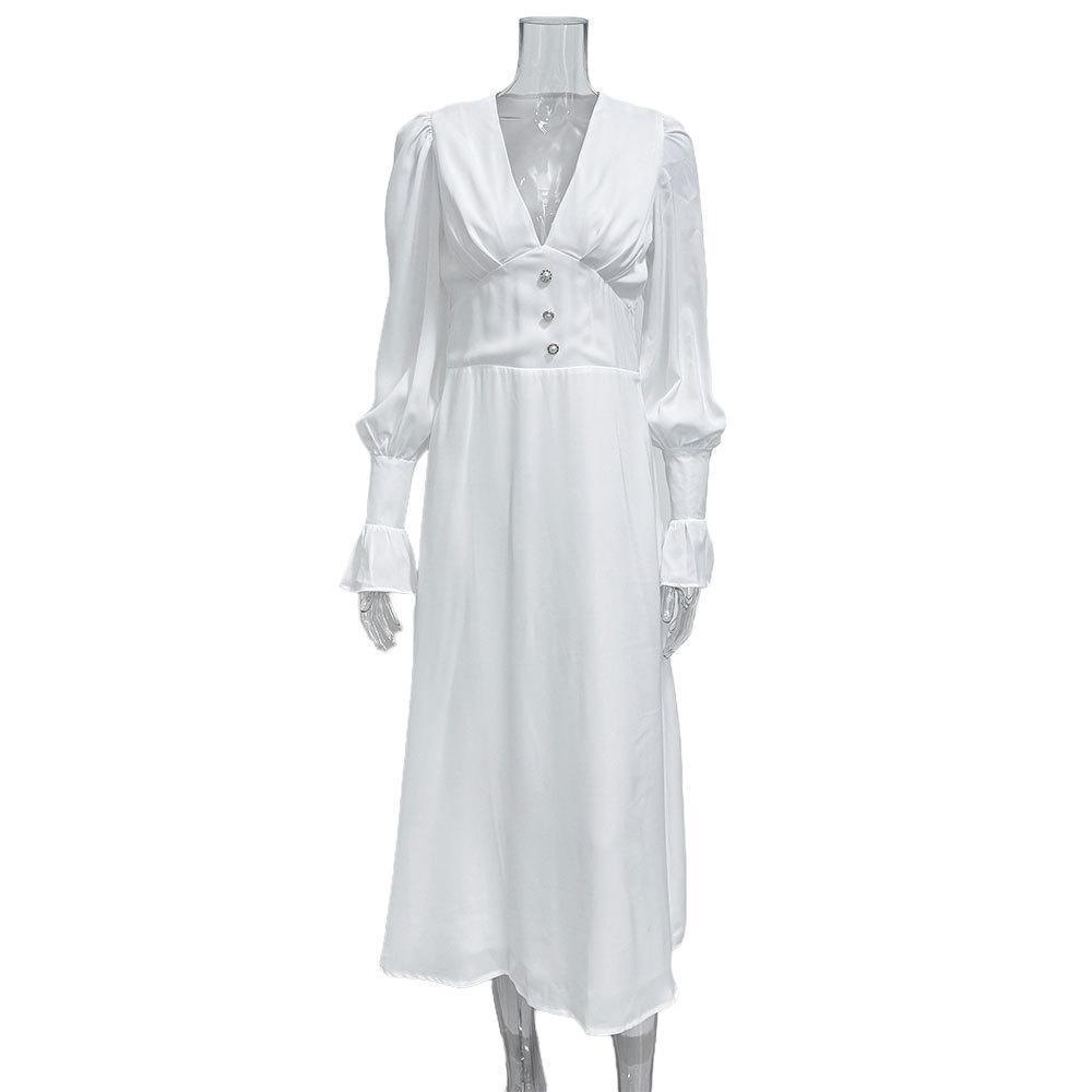 Fashionable Design V-Neck Slim Fit Women's French Chiffon A-Line Dress Cross-Border Women's Spring Summer Hot-Selling Skirt