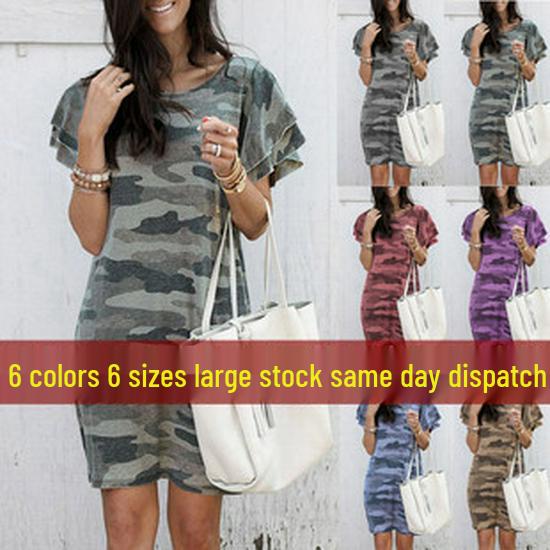 Large Cotton Linen Printed Summer Dress - Women's Loose Fit, Round Neck with Pockets.