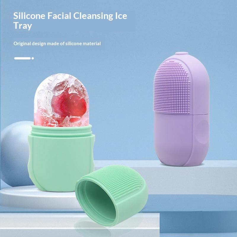 Silicone Face Ice Cube Mold For Beauty And Skin Care Silicon Face Ice Roller With Cleansing Brush