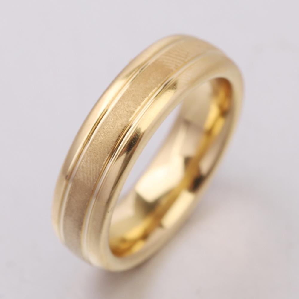 Gold Matte Ring Couple for Men Women Classic Wedding Engagement Band 6mm Special Valentine's Day Gift for Lover
