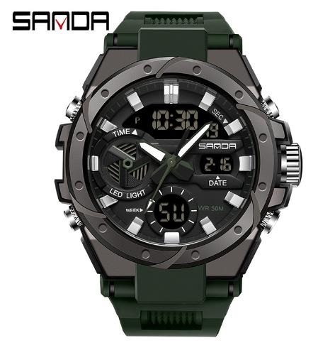 SANDA 3313 Brand Watch Men Sport Alarm Clock Waterproof Wristwatches Original Brand Men's Wristwatch Quartz Digital Watches
