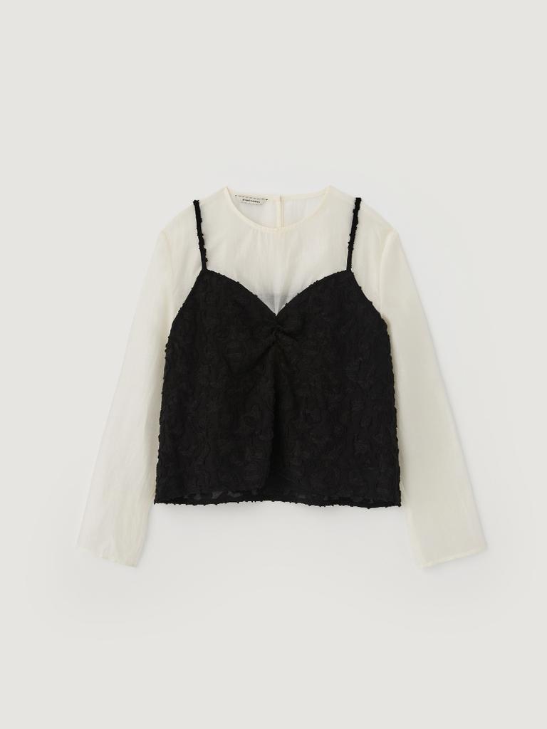 BEMUSE MANSION Jacquard Bustier Blouse - Black