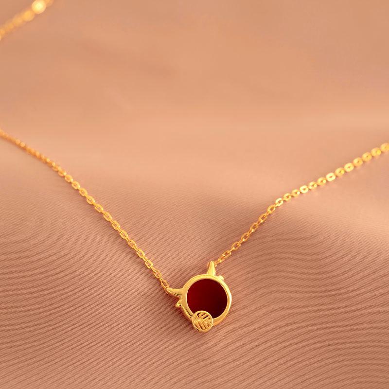 Year of The Year of The Ox Jewelry Agate Small Fu Niu Necklace Cute New Year Clavicle Chain