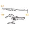 Fujiya Light Short Adjustable Black and Gold with Maximum 53mm Wrench, Grip, FLS-53-BG, Opening