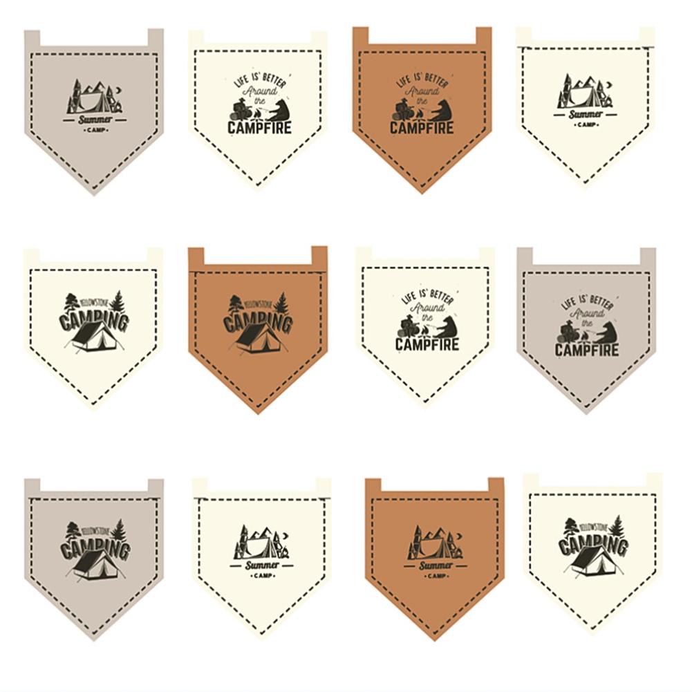 

12 шт. наружные фетровые флаги для кемпинга, декоративные флаги в форме пятиугольника, парашютный шнур, регулируемая длина 12PCS