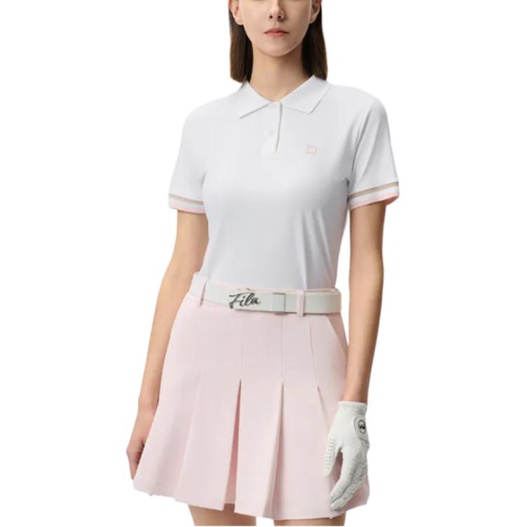 FILA Golf Series Simple Casual Comfortable Dopamine Color Vitality Versatile Knit Short Sleeve Polo Shirt Women Polo Shirts Jade-White A11W525103F-WT